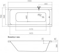ROLTECHNIK CLASSIC PRO vana akrylátová 1600 x 700 mm, objem 162 l   9050000